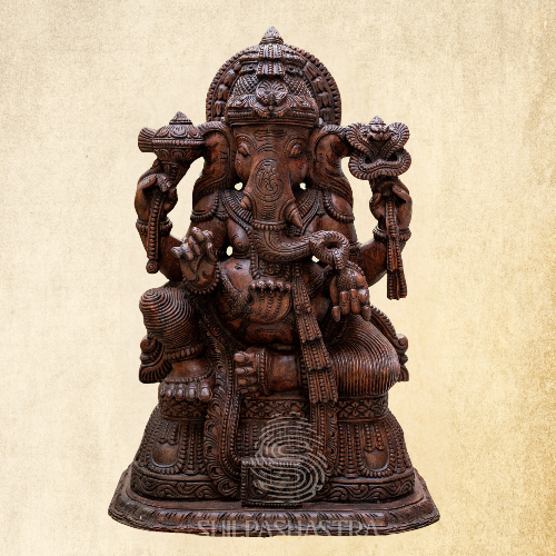 Vaagai Wood Handcrafted Ganesha Idol - 3 feet
