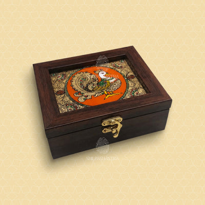 Reverse Glass Painting Gift Box – 5 × 4 Inches | Handcrafted Heritage Keepsake Box
