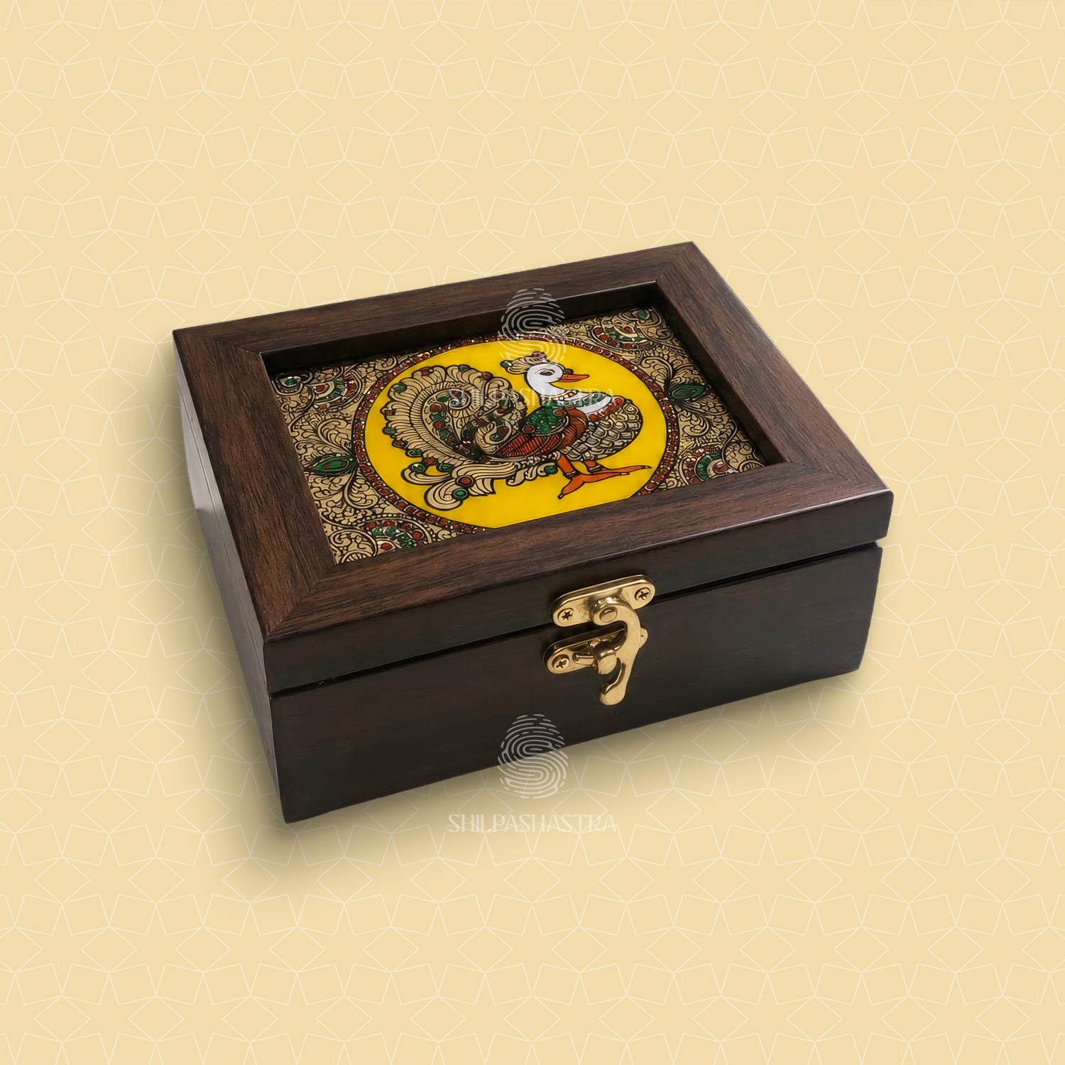 Reverse Glass Painting Gift Box – 5 × 4 Inches | Handcrafted Heritage Keepsake Box