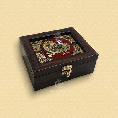 Reverse Glass Painting Gift Box – 5 × 4 Inches | Handcrafted Heritage Keepsake Box