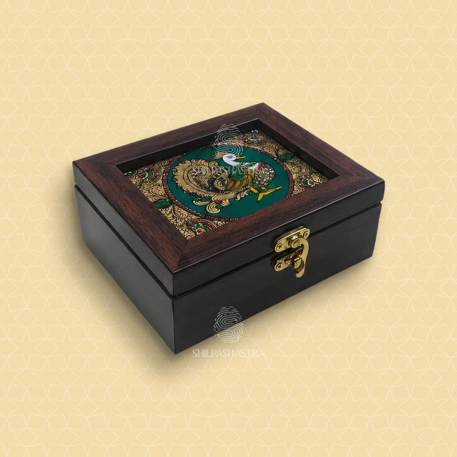Reverse Glass Painting Gift Box – 5 × 4 Inches | Handcrafted Heritage Keepsake Box