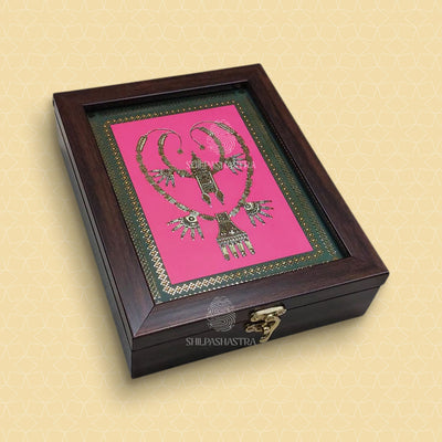 Chettinad Kaluthiru Jewel Box – Gold Foil Fibre Keepsake Box (6 × 8 Inches)