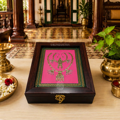 Chettinad Kaluthiru Jewel Box – Gold Foil Fibre Keepsake Box (6 × 8 Inches)
