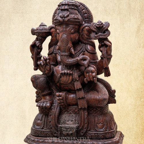Vaagai Wood Handcrafted Ganesha Idol - 3 feet