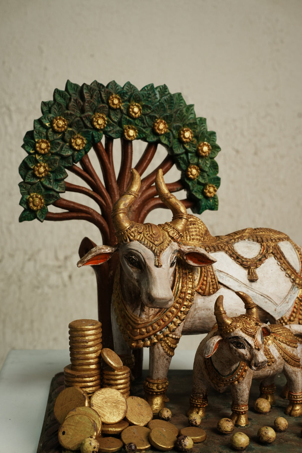 Kamadhenu Kalparvriksha Handcrafted Wooden Idol