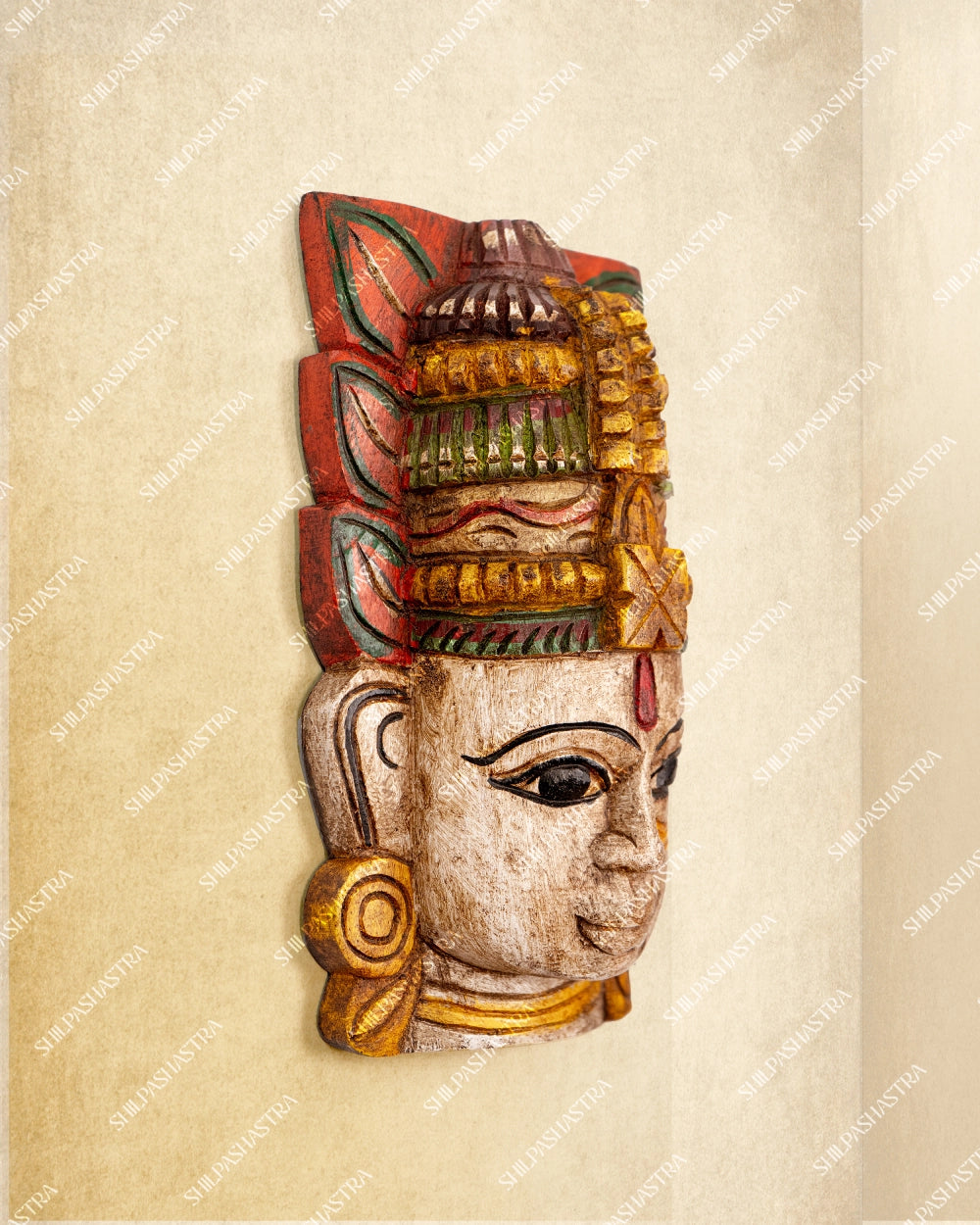 Devi Hand Carved Wooden Wall Mask