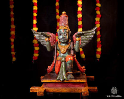 Garuda Vahanam Handcrafted Wooden Idol – Traditional South Indian Art