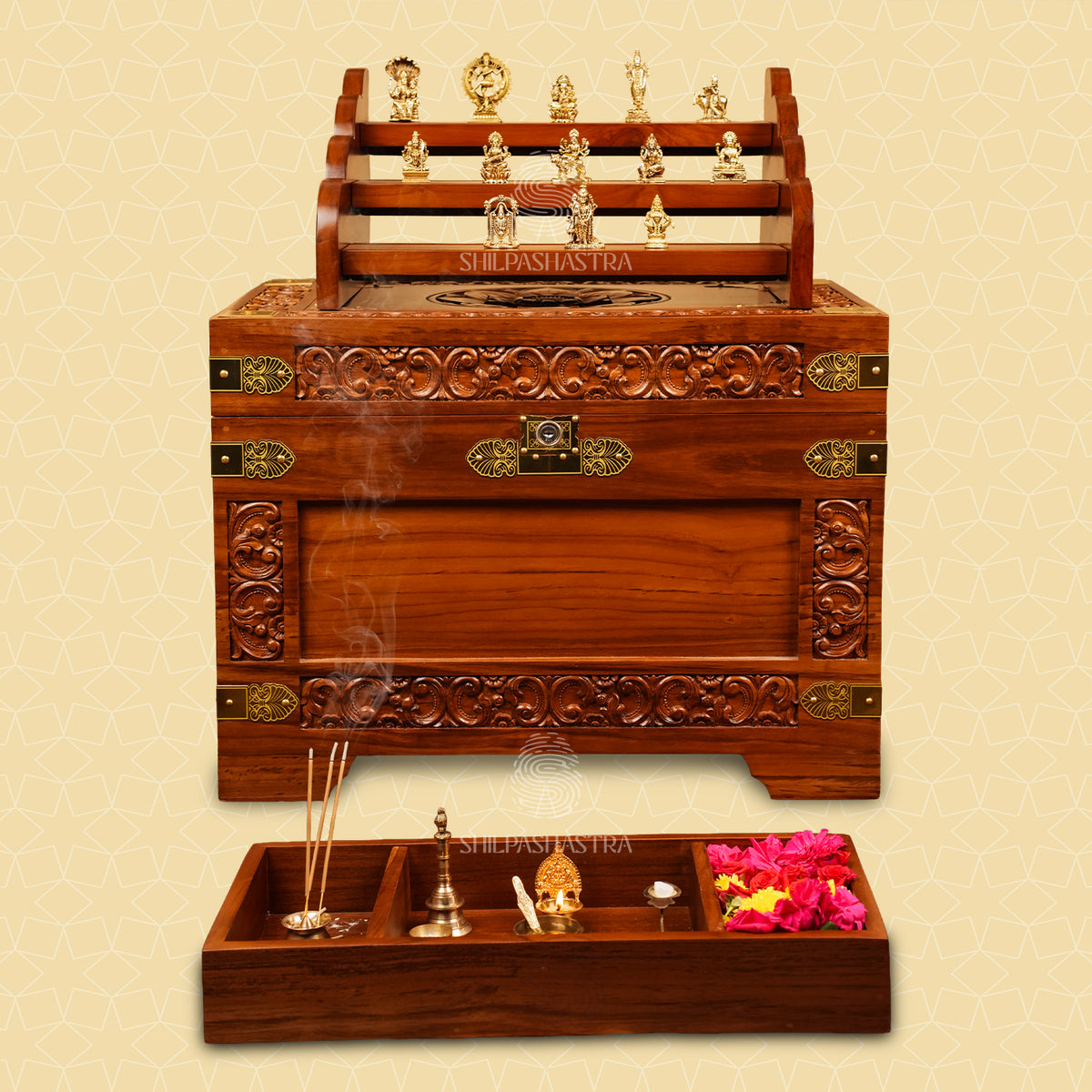 Handcrafted Teak Wood Golu Padi Box | Shilpashastra