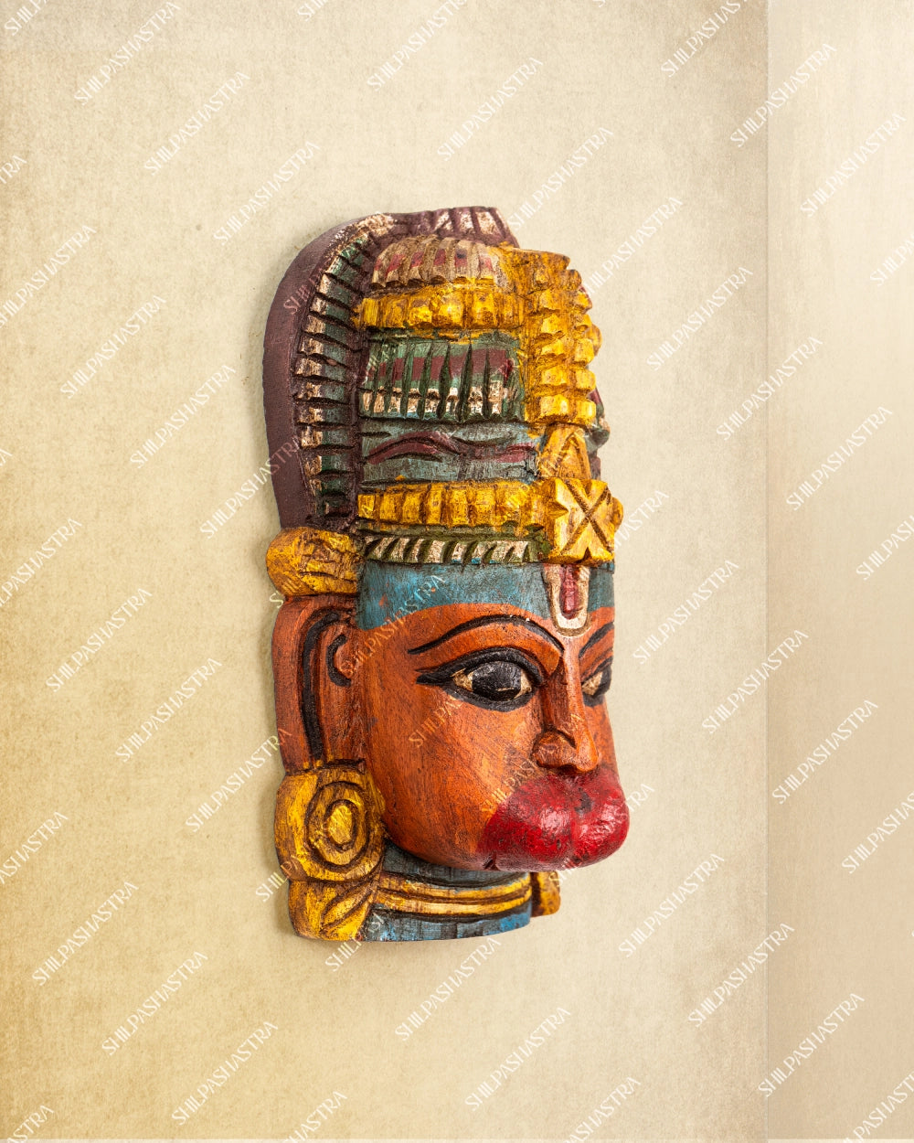 Hanuman Hand Carved Wooden Wall Mask