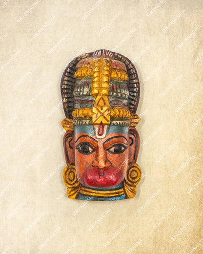 Hanuman Hand Carved Wooden Wall Mask