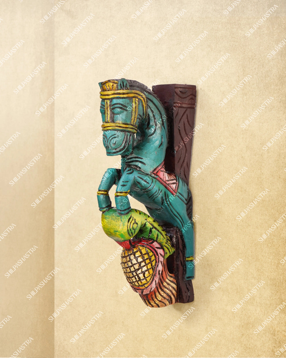 Horse & Parrot Motif Handcrafted Wooden Ornamental Brackets