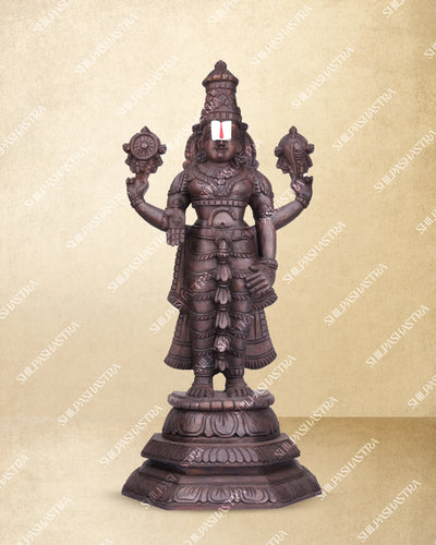 Kalyana Srinivasa Perumal Handcrafted Wooden Idol – Wood Color