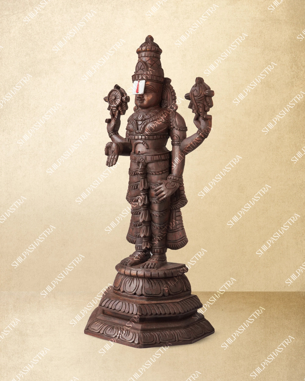 Kalyana Srinivasa Perumal Handcrafted Wooden Idol – Wood Color
