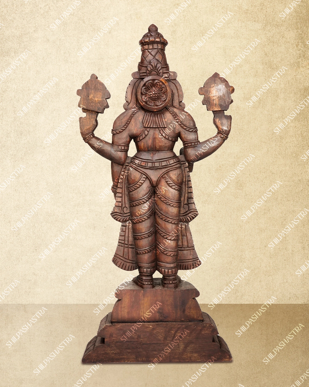 Kalyana Srinivasa Perumal Handcrafted Wooden Idol – Wood Color