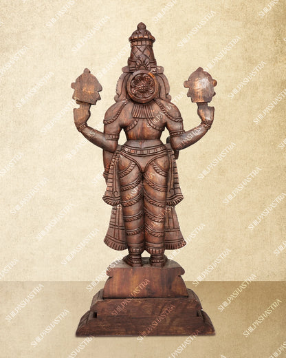 Kalyana Srinivasa Perumal Handcrafted Wooden Idol – Wood Color