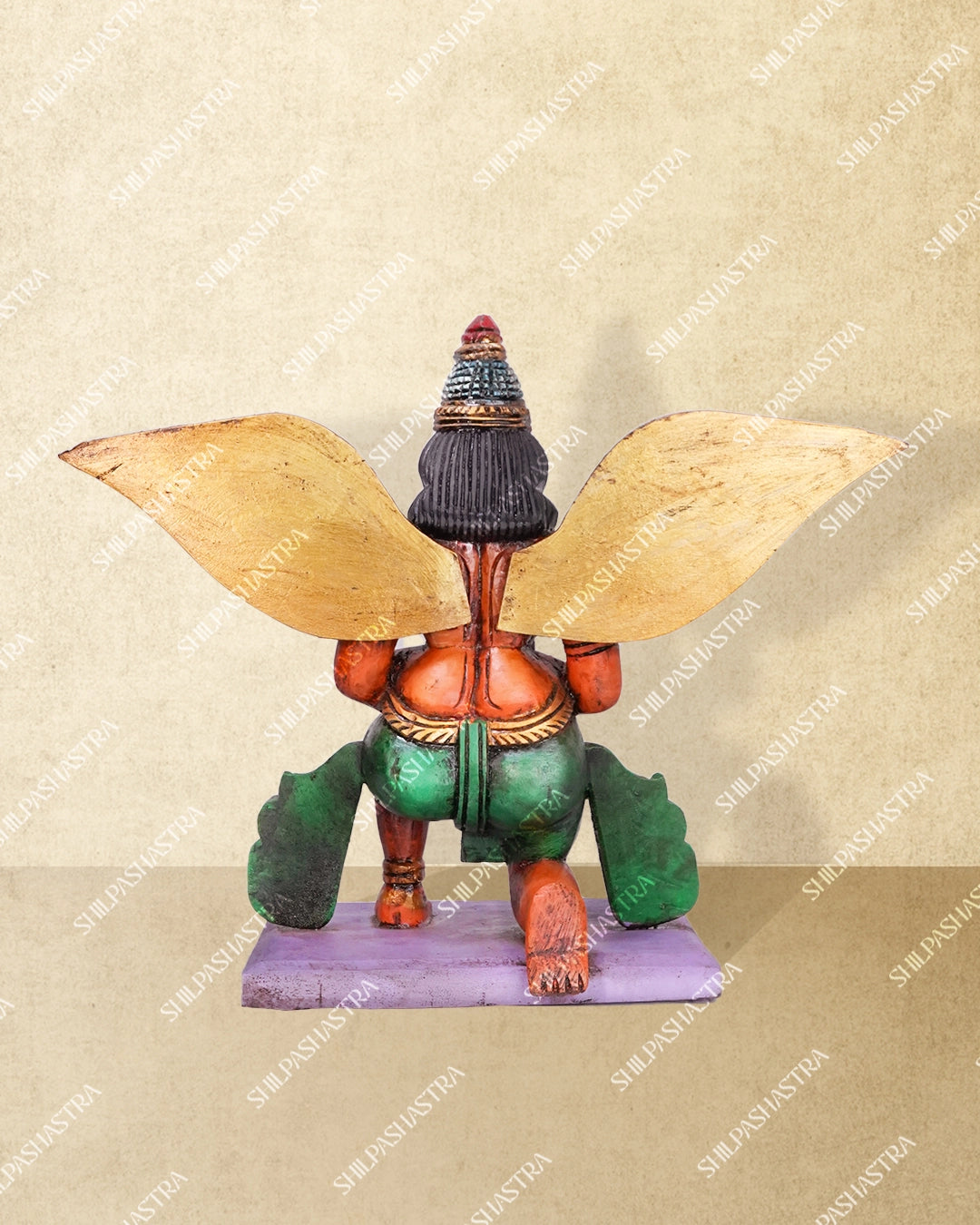 Kneeling Garudan Handcrafted Wooden Idol