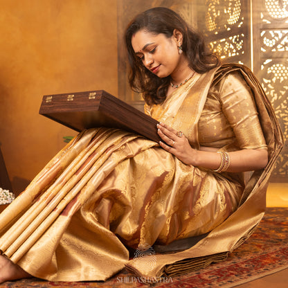 Saree Box - Yellow & Pink with Peacock Motif