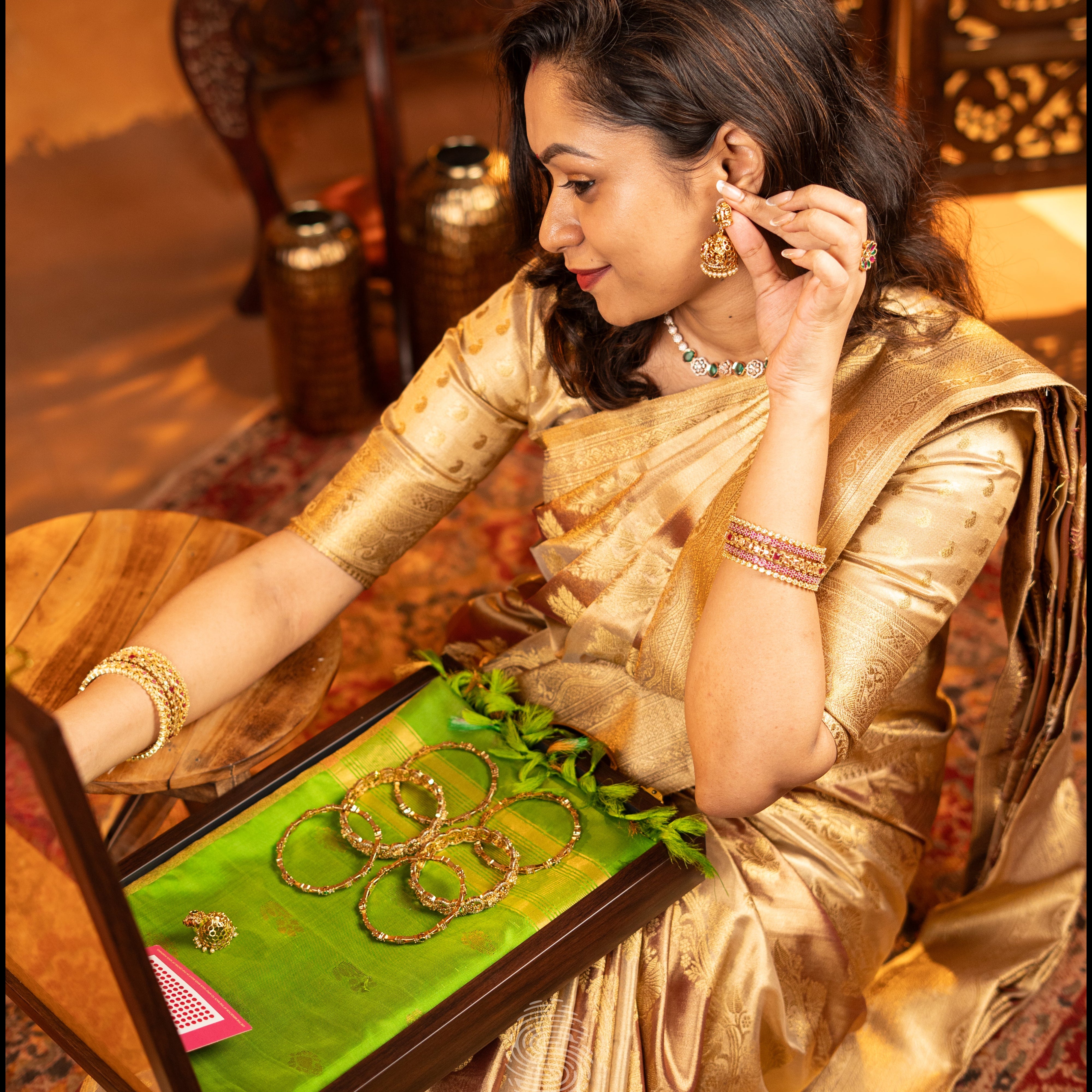 Saree Box - Orange with Blue Border