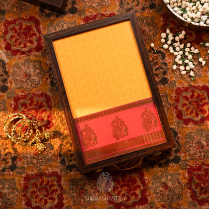 Saree Box - Yellow with Pink Border