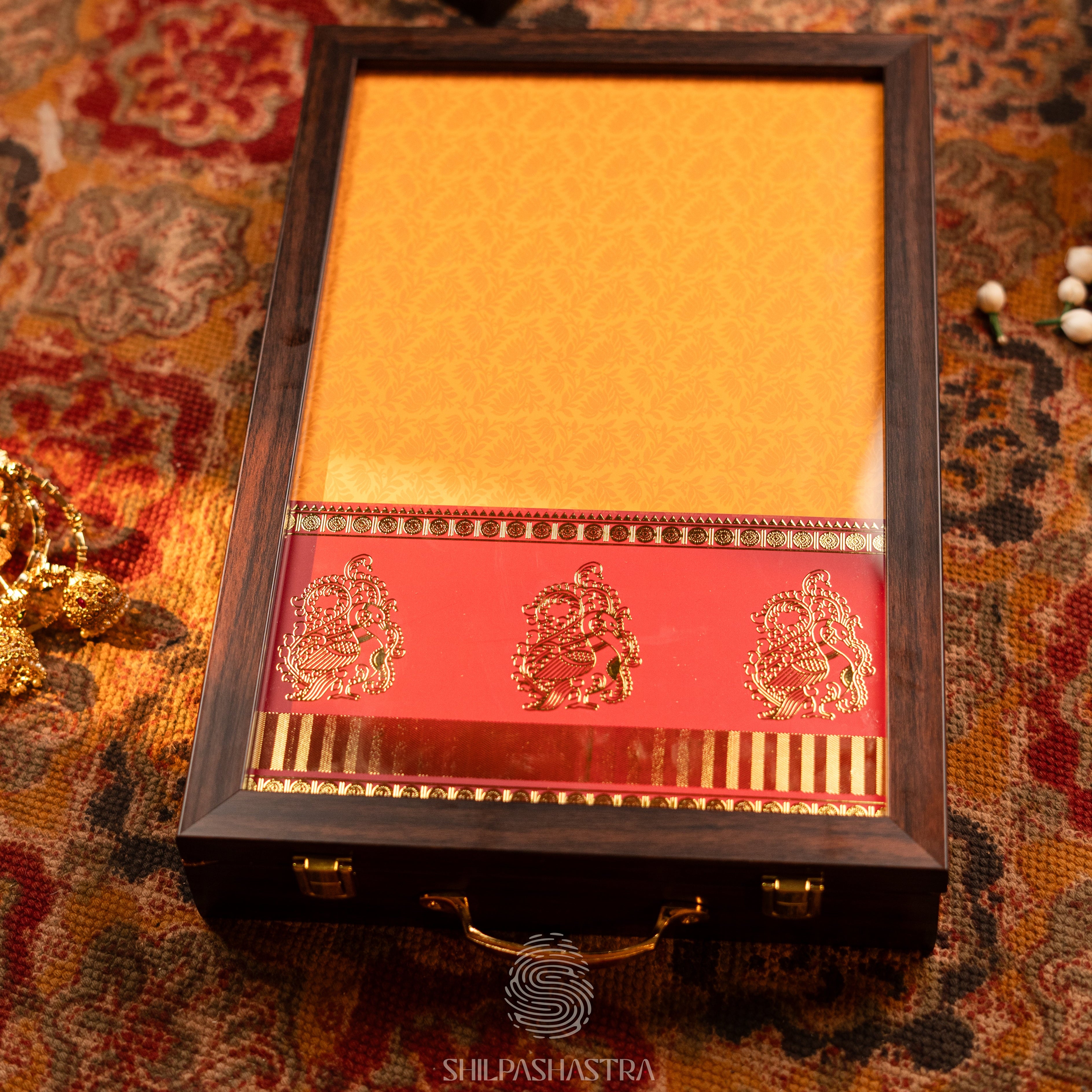 Saree Box - Yellow with Pink Border