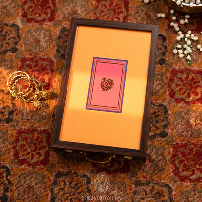Saree Box - Yellow & Pink with Peacock Motif