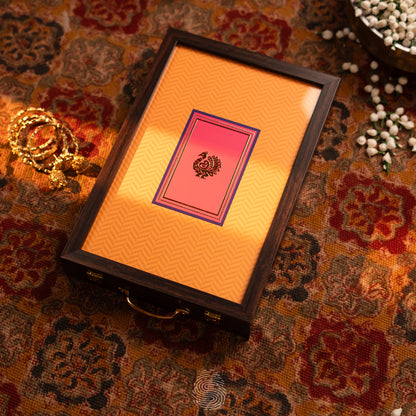 Saree Box - Yellow & Pink with Peacock Motif