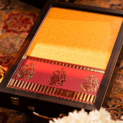 Saree Box - Yellow with Pink Border