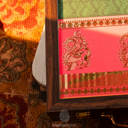 Saree Box - Green with Pink Border
