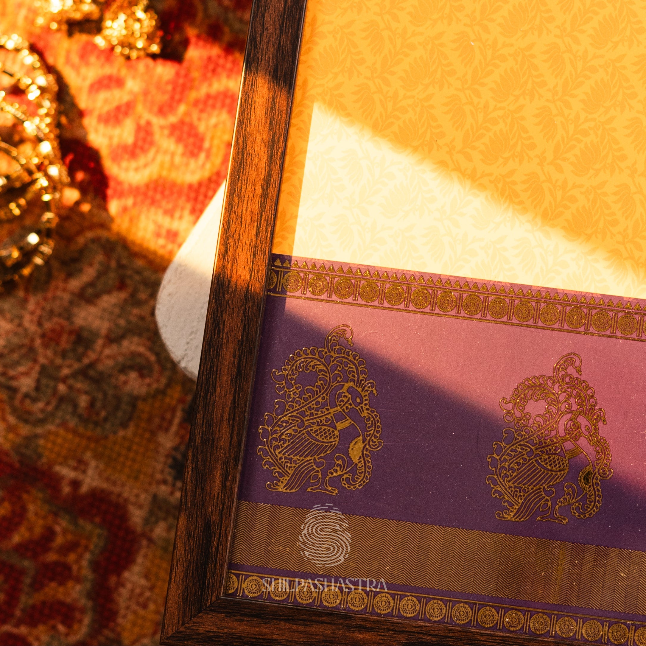 Saree Box - Yellow with Purple Border