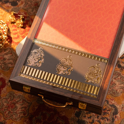 Saree Box - Orange with Blue Border