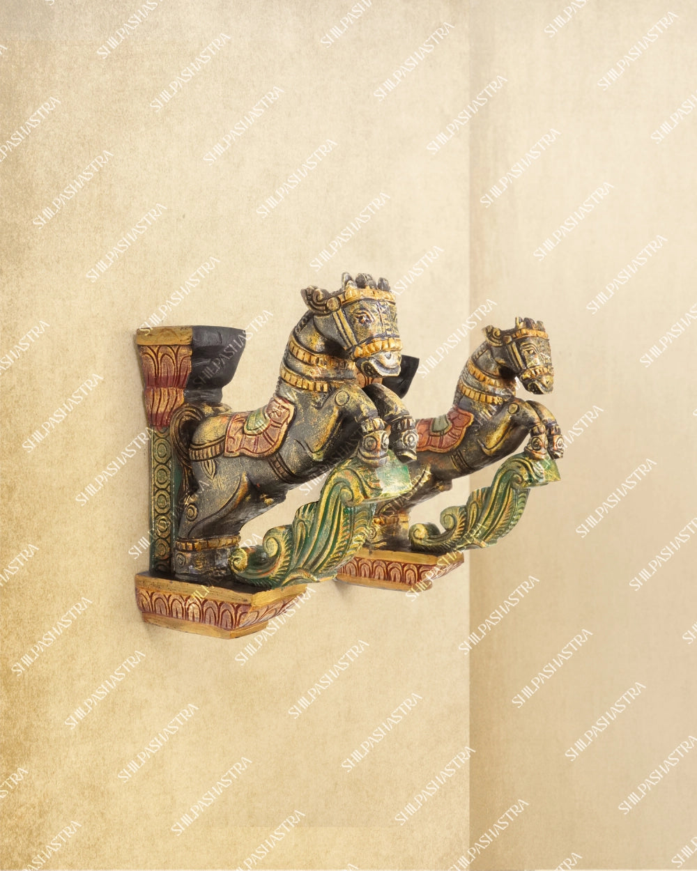 Horse Hand Carved Wooden Ornamental Brackets - Medium