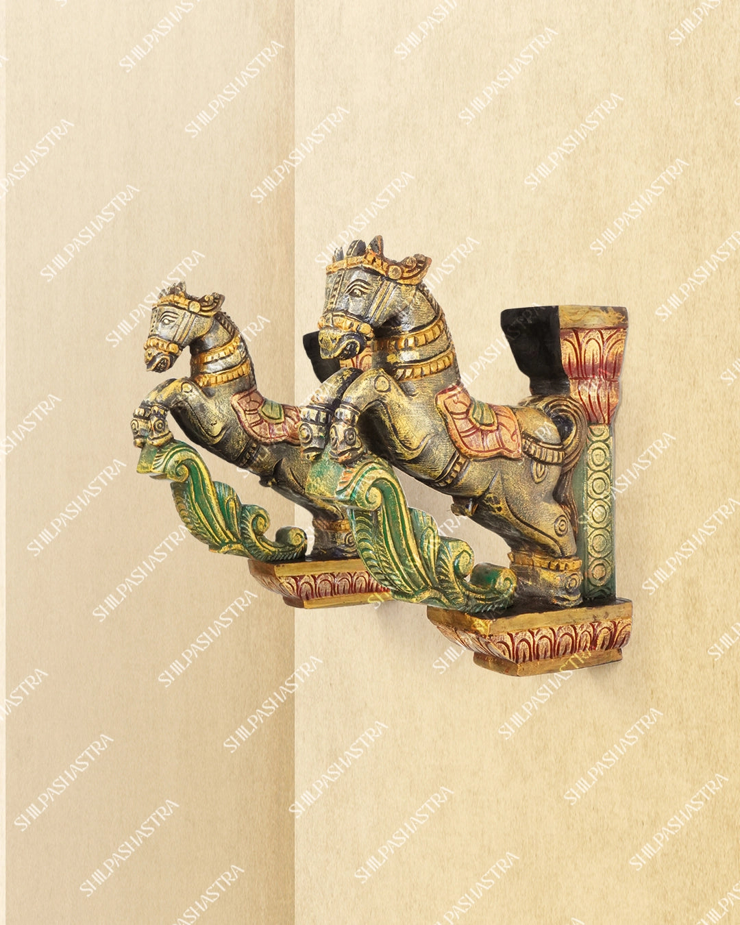 Horse Hand Carved Wooden Ornamental Brackets - Medium