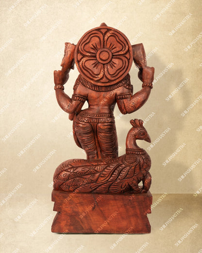 Vaagai Wood Murugan Handcrafted Wooden Idol