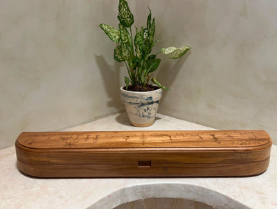Handcrafted Teakwood Pallanguzhi Board – Custom Laser-Engraved Traditional Indian Mancala Game
