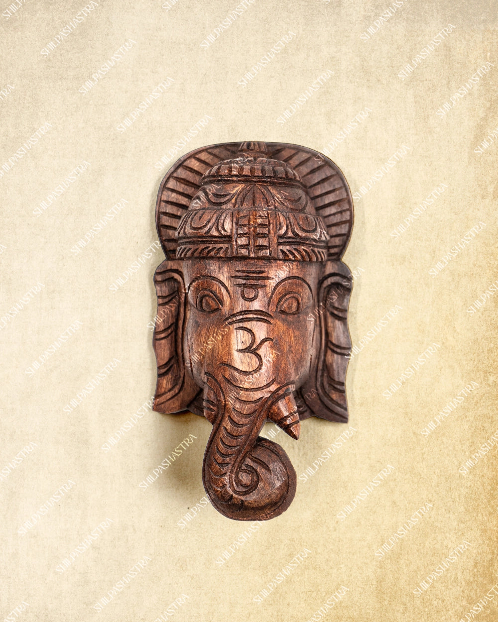 Pillaiyar Hand Carved Wooden Wall Mask – Wood Finish