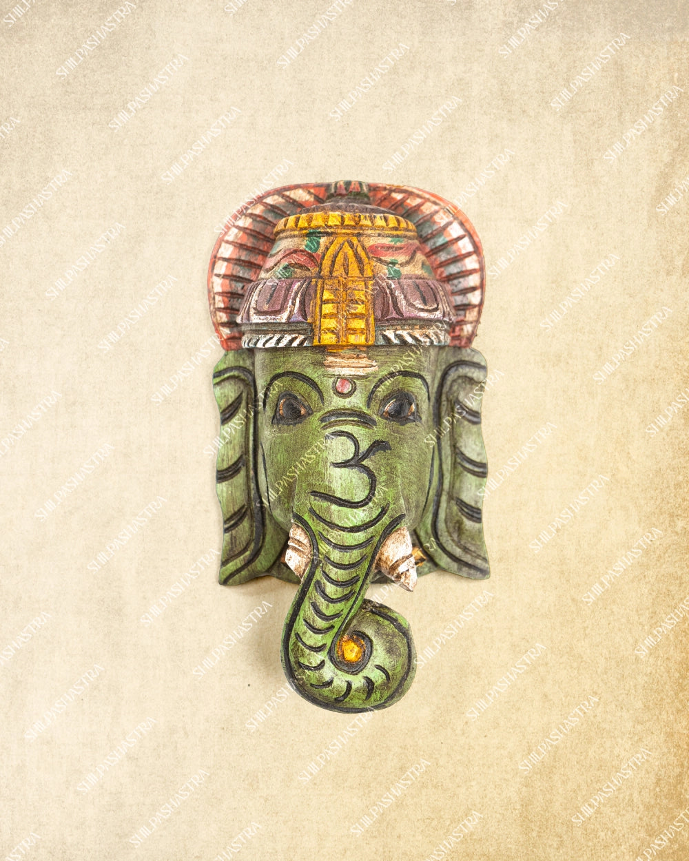 Pillaiyar - Hand Carved Wooden Wall Mask
