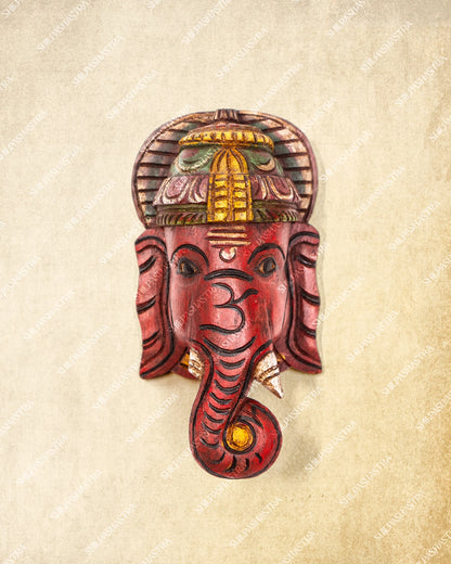 Pillaiyar - Hand Carved Wooden Wall Mask