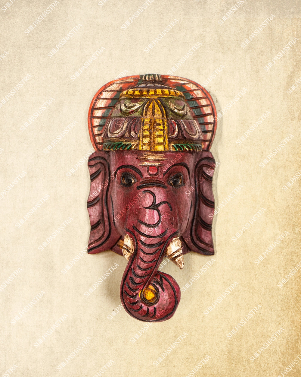 Pillaiyar - Hand Carved Wooden Wall Mask