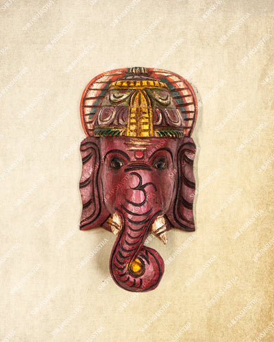 Pillaiyar - Hand Carved Wooden Wall Mask