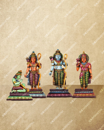 Sri Ramar, Seetha, Lakshmanan & Hanuman Handcrafted Wooden Set