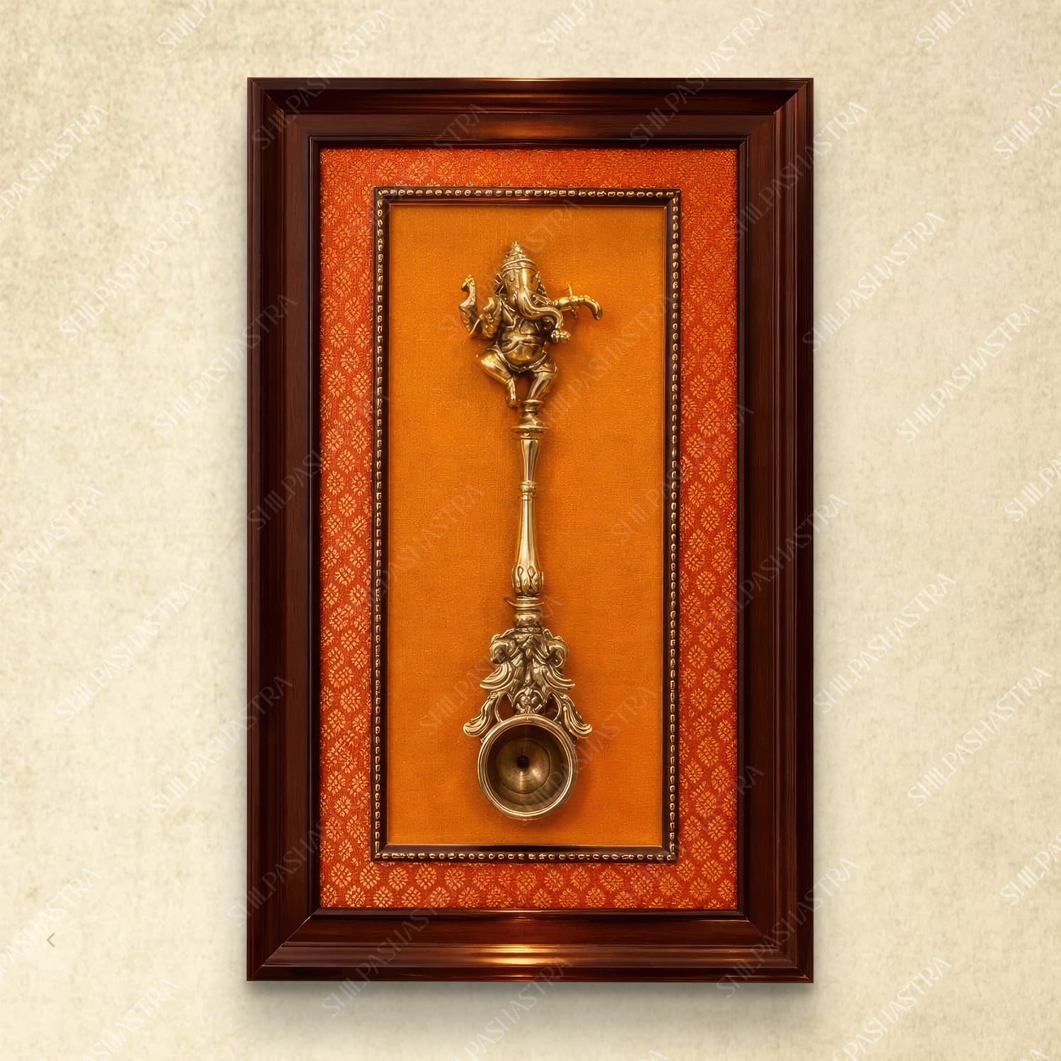 Uthrani Spoon Ganesha Wall Frame – Sacred Hindu Pooja Room Wall Decor (14 × 8 Inches)
