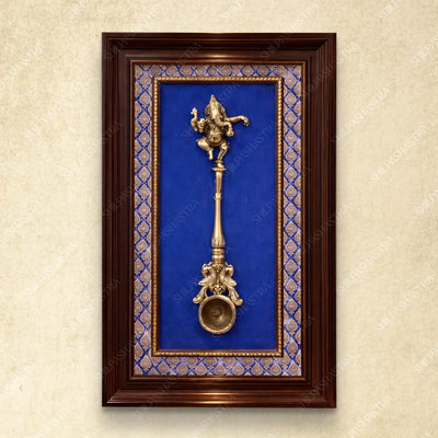 Uthrani Spoon Ganesha Wall Frame – Sacred Hindu Pooja Room Wall Decor (14 × 8 Inches)