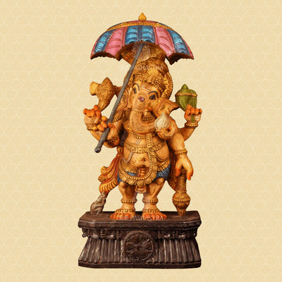 Handcrafted Bright Color Finish Yatra Ganesh