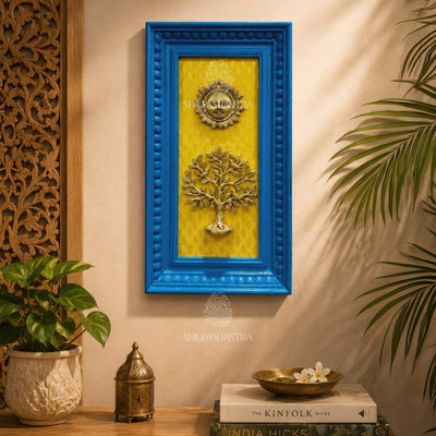 Teakwood Brass Idol Vintage Frame – Traditional Wall Decor (14x6 Inch)