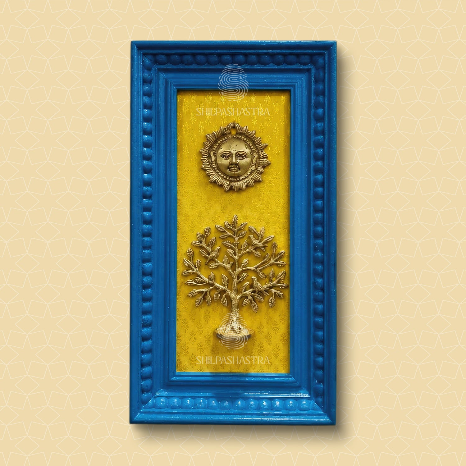 Teakwood Brass Idol Vintage Frame – Traditional Wall Decor (14x6 Inch)