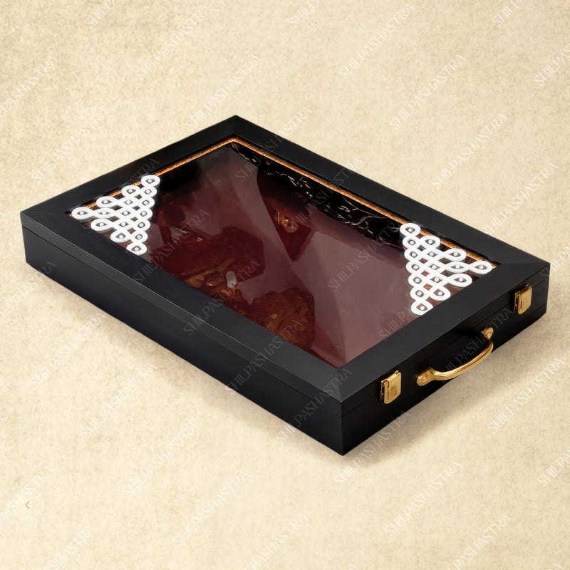 Transparent Saree & Veshti Box with Kolam Design for Wedding & Traditional Gifting