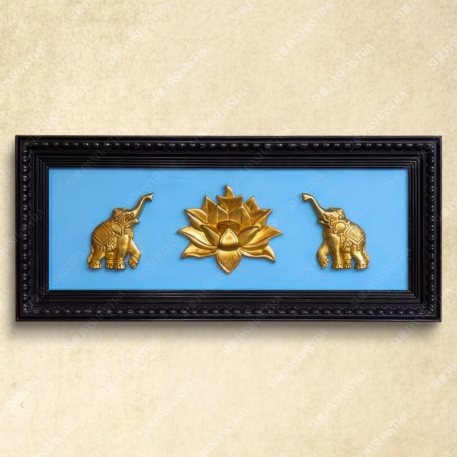 Brass Elephant Lotus Wall Frame – Manipuri Heritage Frame (8x20 Inch)