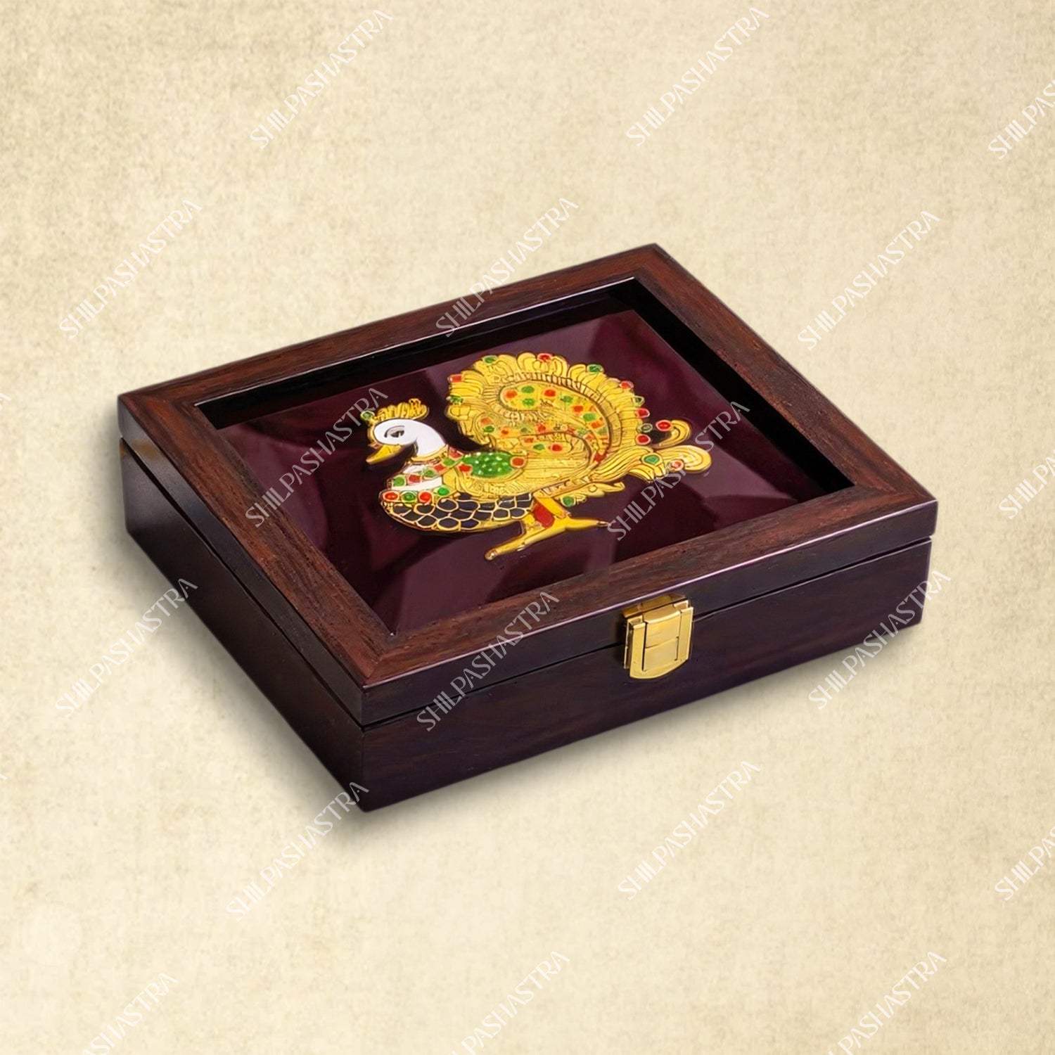 6x6 Inch Jewel Box with Tanjore Annam 3D Embossed Design – Premium Storage & Gift Box with New Lock