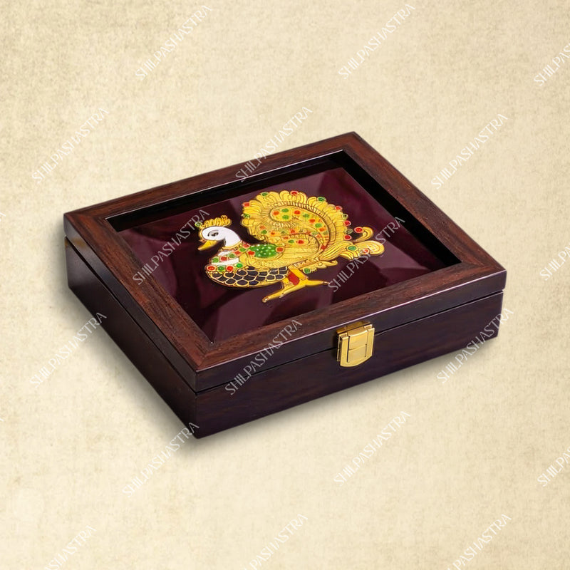 6x6 Inch Jewel Box with Tanjore Annam 3D Embossed Design – Premium Storage & Gift Box with New Lock