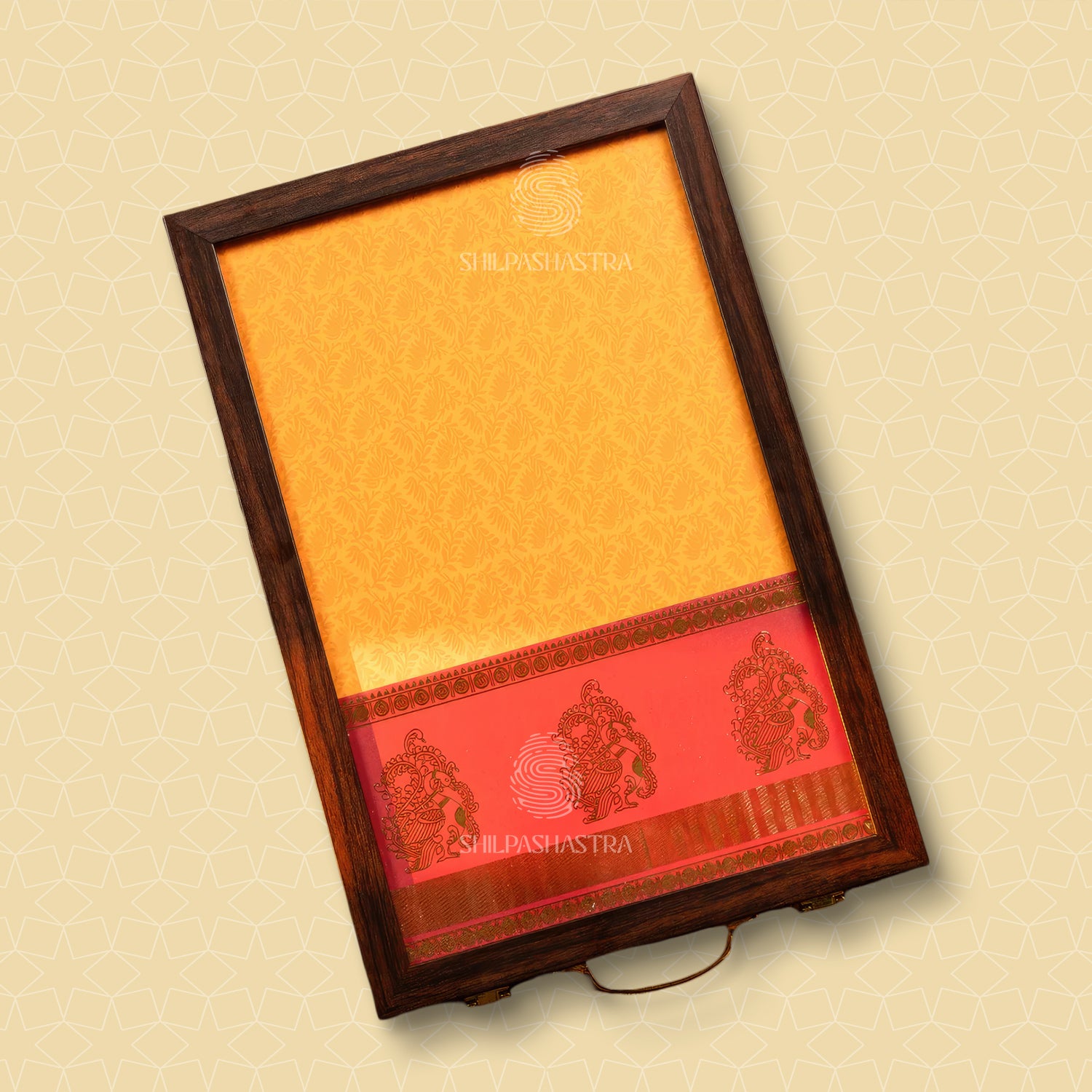 Orange Saree Box with Pink Border for Wedding & Traditional Gifting